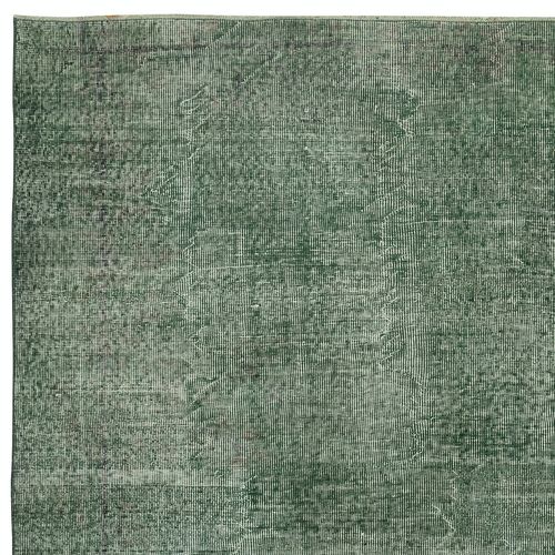 6.7x9.7 Ft Contemporary Handmade Low Pile Turkish Wool Area Rug In Green Color photo Textiles