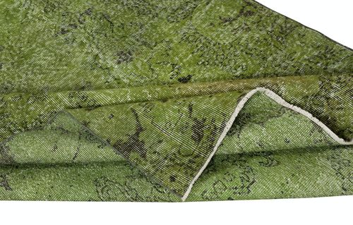 5.6x9.4 Ft Green Color Wool Area Rug For Modern Interiors, Handmade In Turkey photo for sale