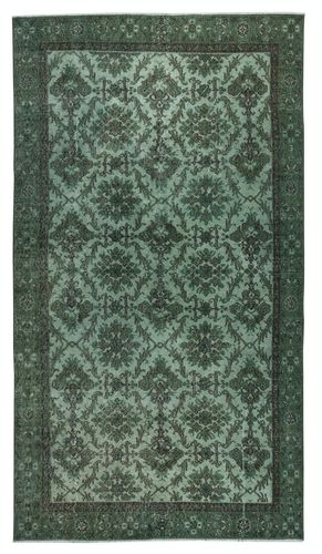 5.2x9.3 Ft Contemporary Handmade Floral Pattern Turkish Area Rug In Green Color