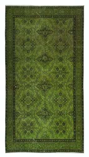 3.7x6.6 Ft Green Accent Rug For Contemporary Interiors. Hand Knotted In Turkey