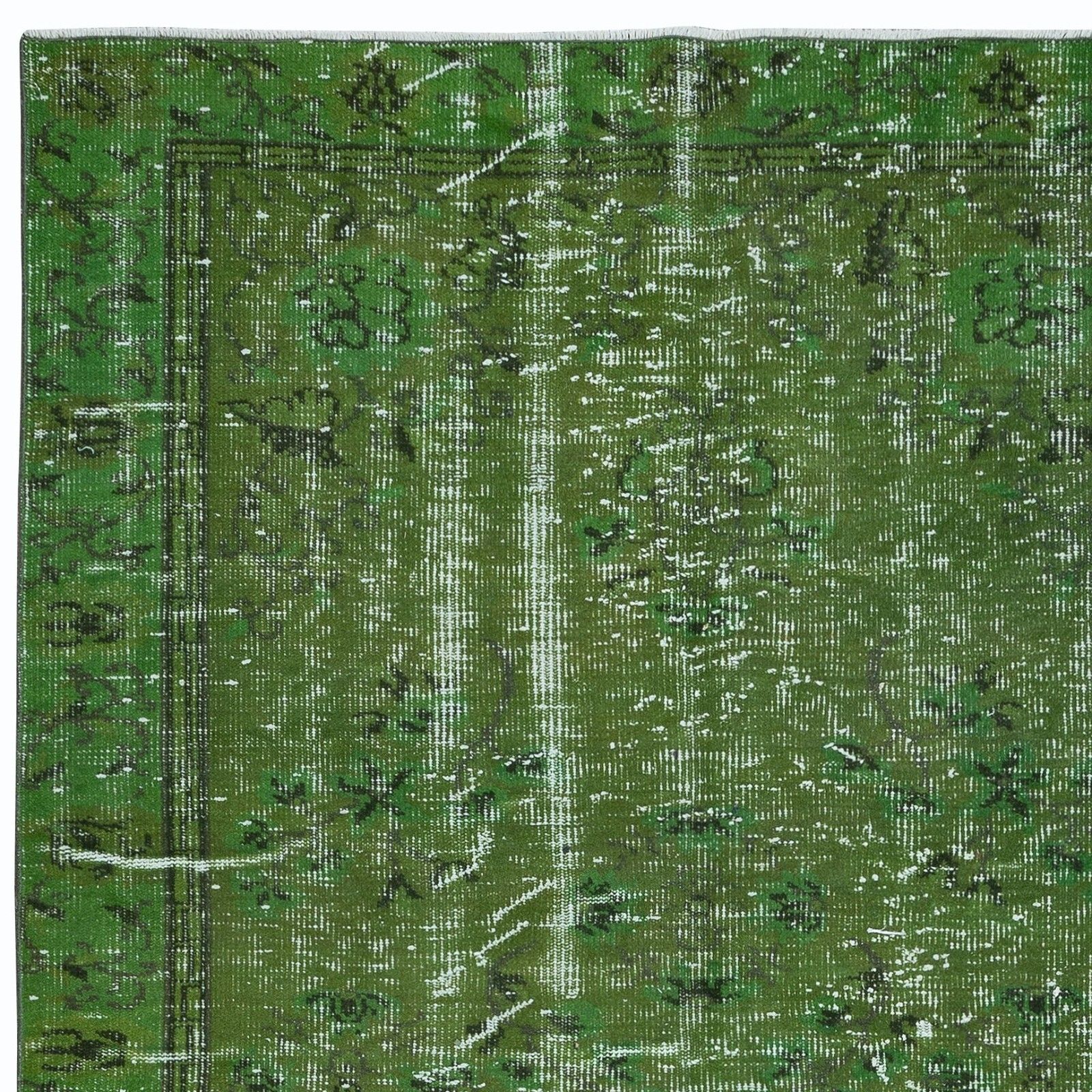 5.4x8.8 Ft Hand Made Turkish Area Rug In Green, Modern Upcycled Carpet photo Textiles