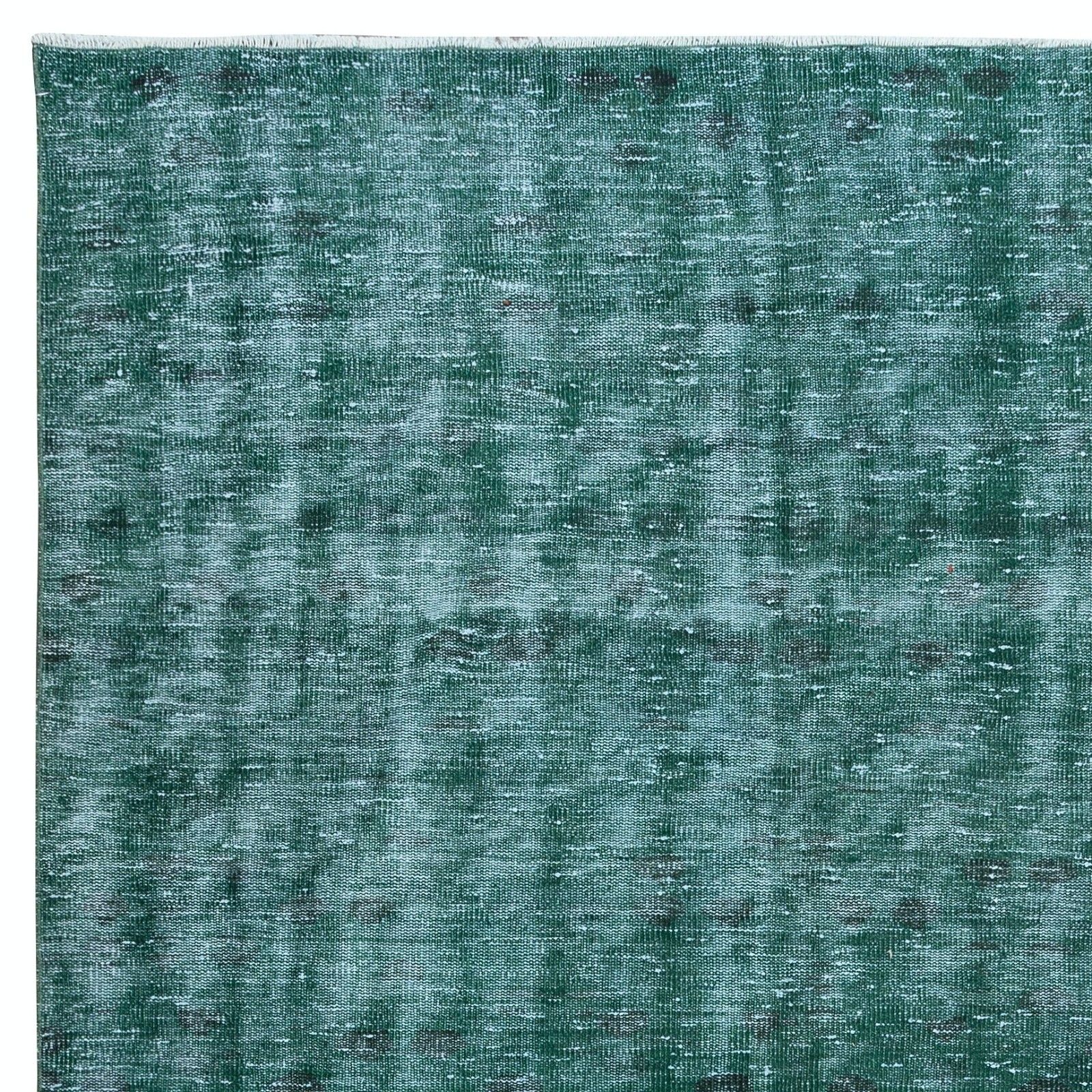 6x9.2 Ft Hand Made Turkish Area Rug In Green, Modern Upcycled Carpet photo Textiles