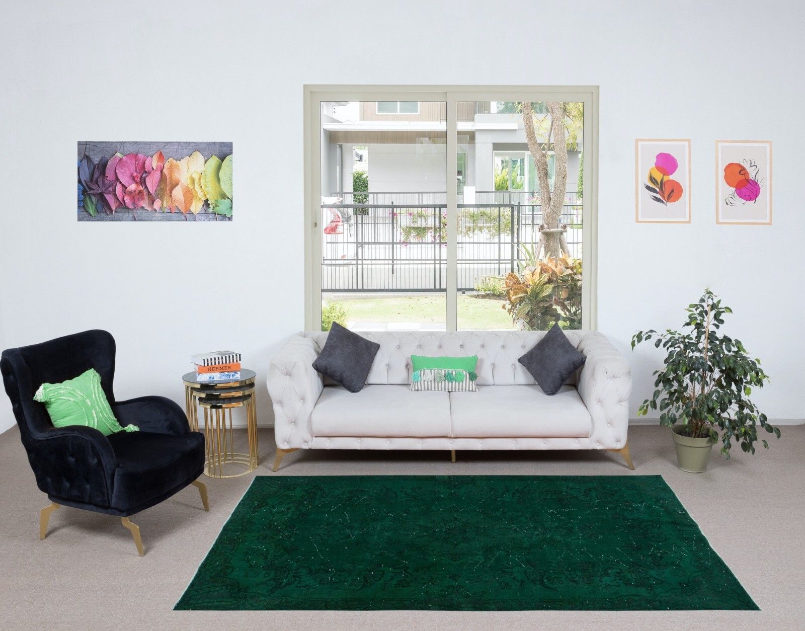 5.3x8.3 Ft Hand Made Central Anatolian Area Rug In Forest Green, Modern Carpet photo furniture