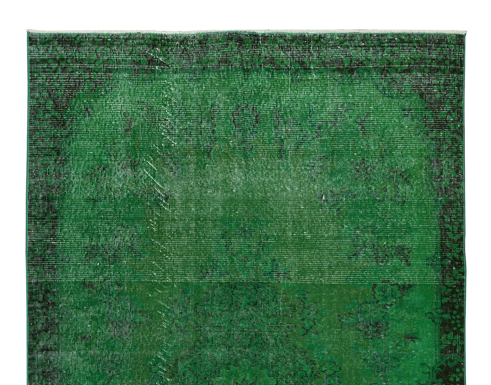 5.5x8.7 Ft Home Decor Handmade Green Over Dyed Rug With Floral Medallion Design photo Textiles