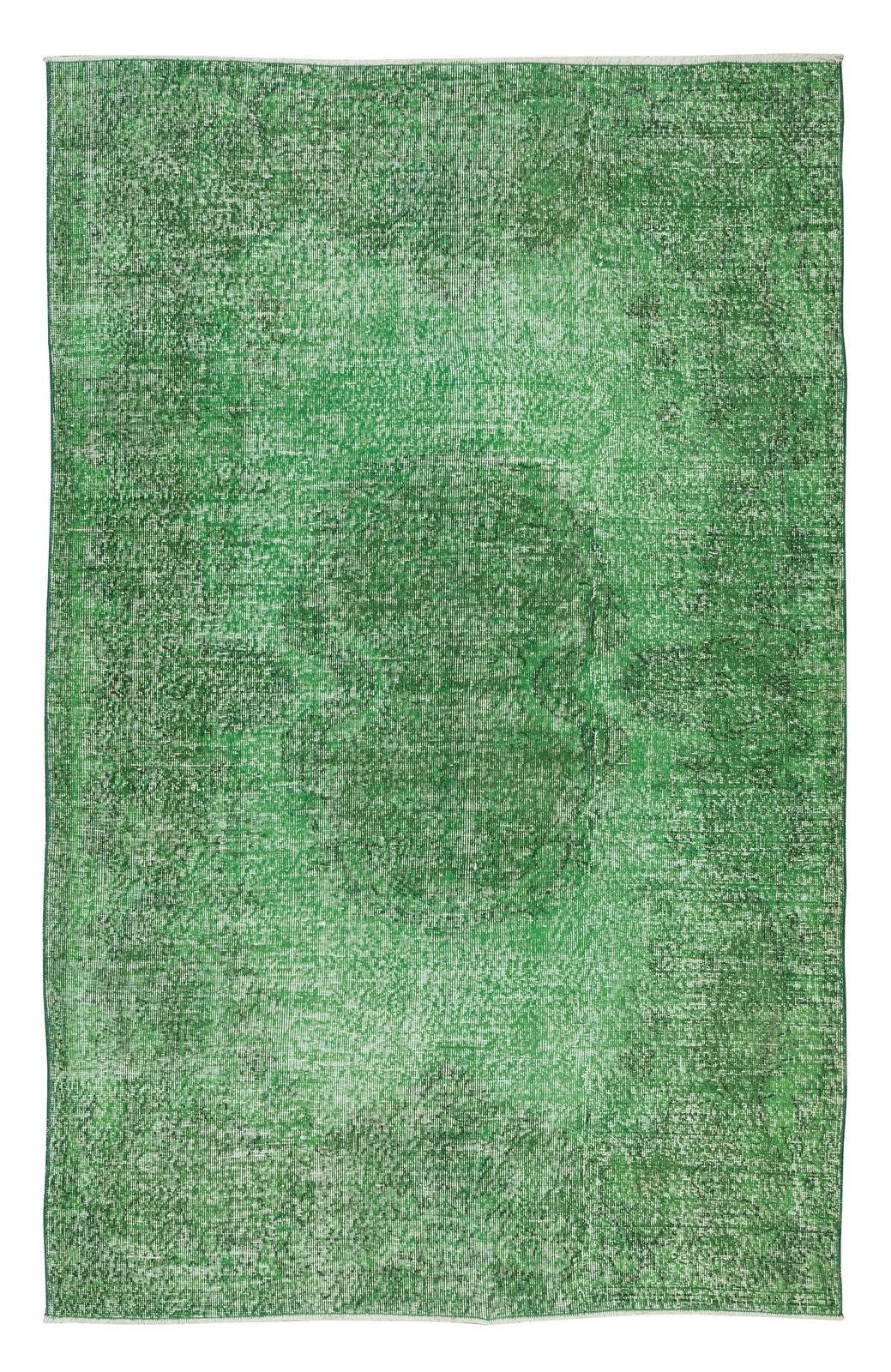 5.6x8.7 Ft Handmade Vintage Turkish Rug Over Dyed In Green 4 Modern Interiors