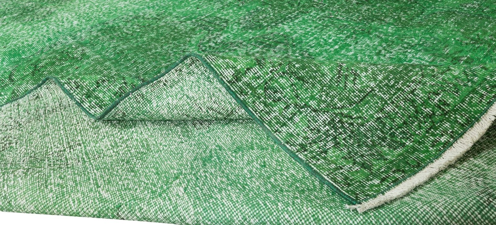 5.6x8.7 Ft Handmade Vintage Turkish Rug Over Dyed In Green 4 Modern Interiors photo for sale
