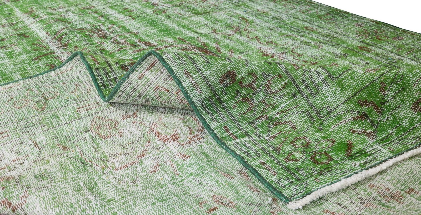 5.5x8.5 Ft Home Decor Green Over Dyed Rug, Handmade 1960s Turkish Wool Carpet photo for sale
