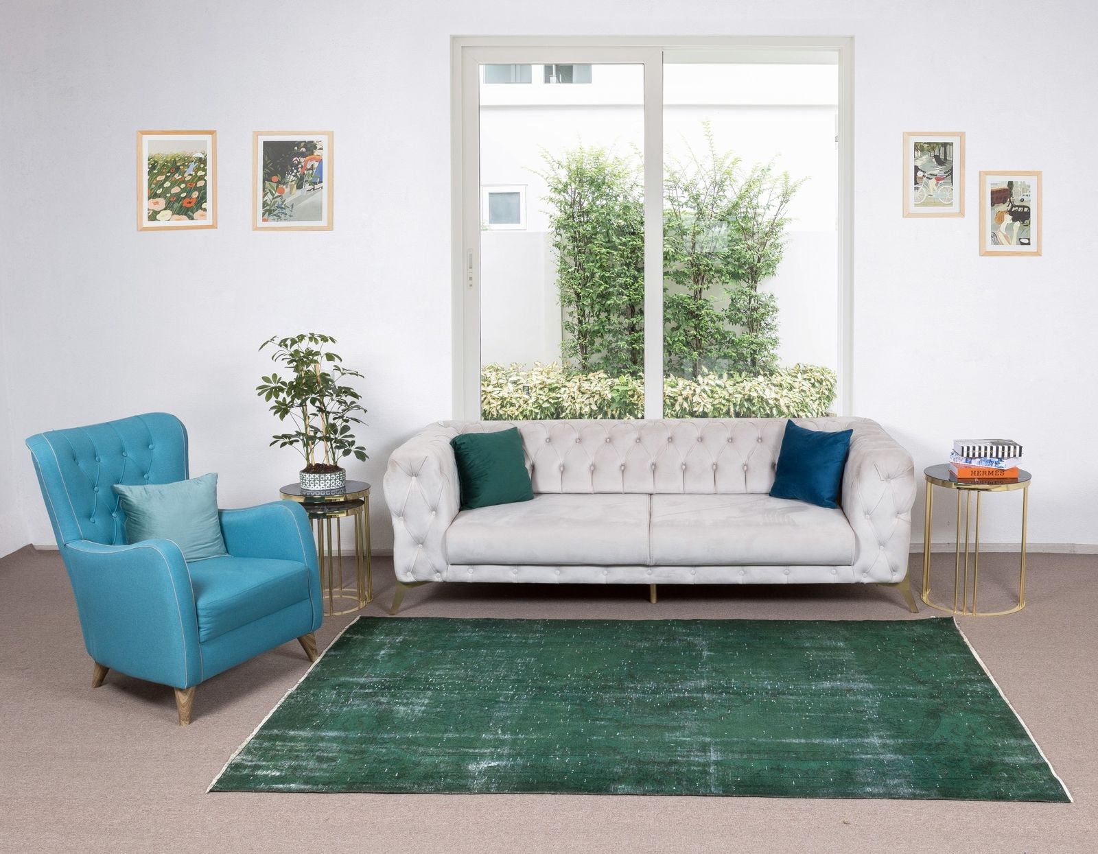 5.6x8.6 Ft Handmade Vintage Turkish Rug Over Dyed In Green 4 Modern Interiors photo furniture