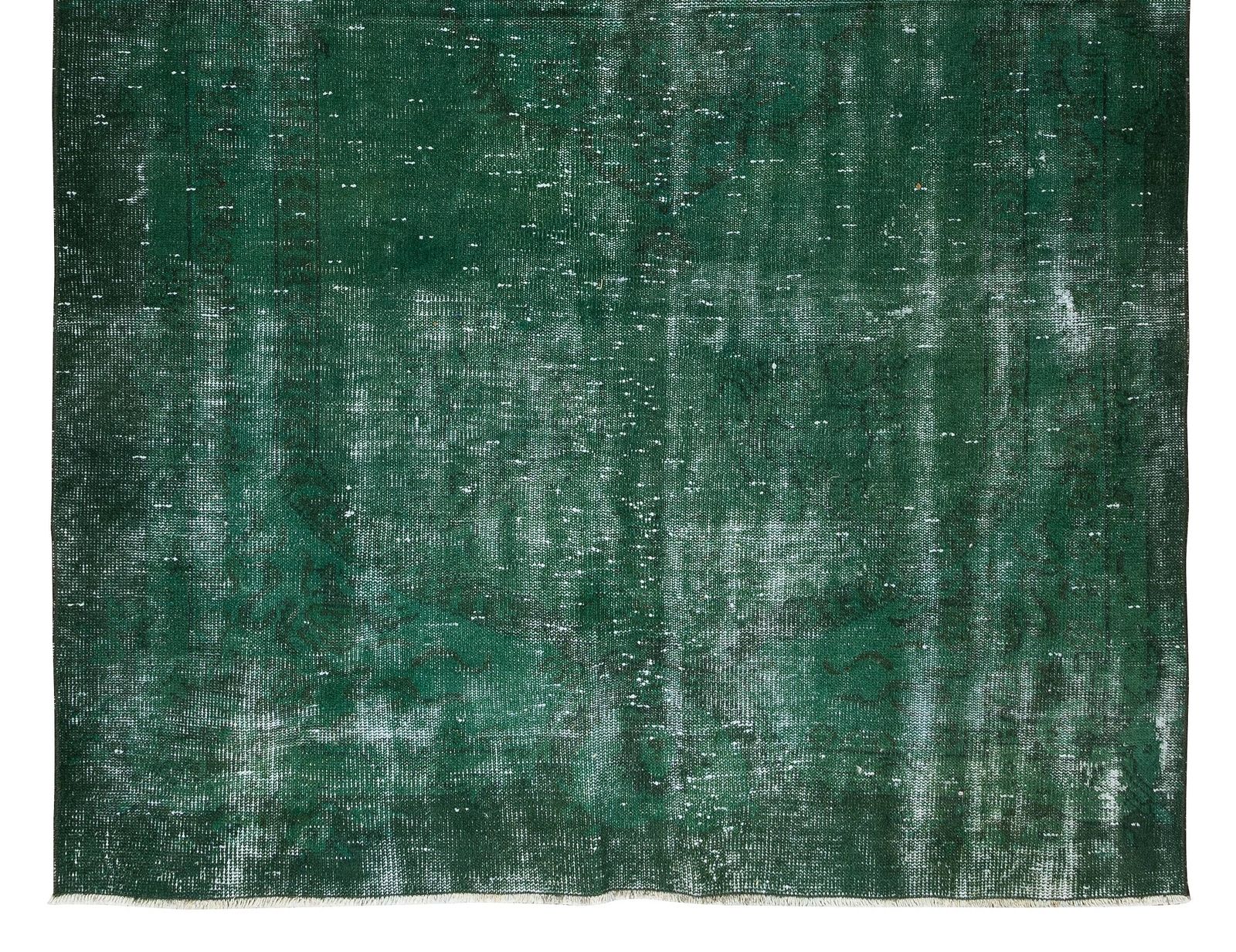 5.6x8.6 Ft Handmade Vintage Turkish Rug Over Dyed In Green 4 Modern Interiors photo 407.0
