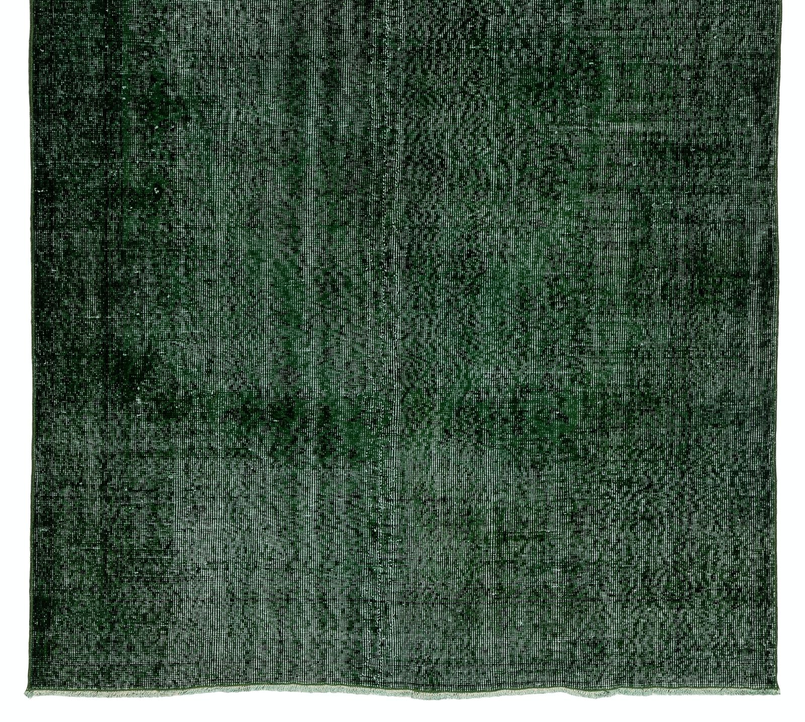 6x10.2 Ft Midcentury Area Rug Over Dyed In Solid Green, Hand Knotted In Turkey photo for sale