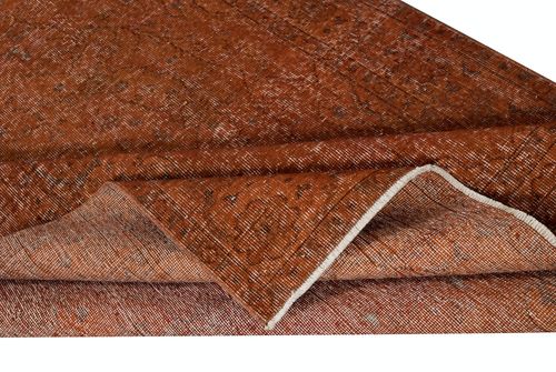 5.5x8.7 Ft Handmade Turkish Wool Area Rug Re Dyed In Orange For Modern Interiors photo for sale