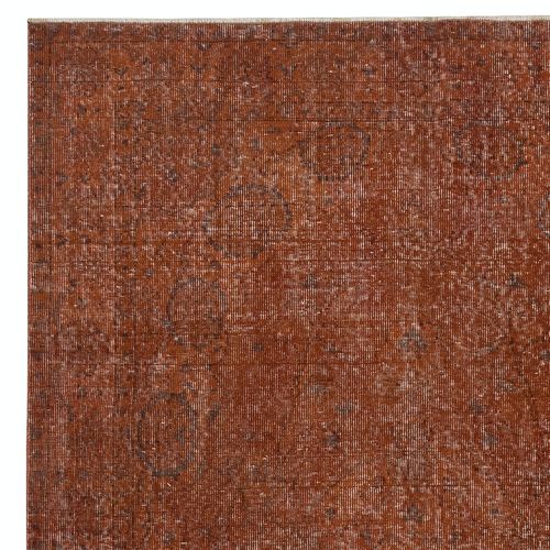 5.5x8.7 Ft Handmade Turkish Wool Area Rug Re Dyed In Orange For Modern Interiors photo Textiles