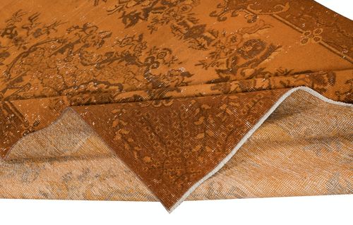 6x9 Ft Orange Handmade Area Rug From Turkey. Decorative Medallion Design Rug photo for sale
