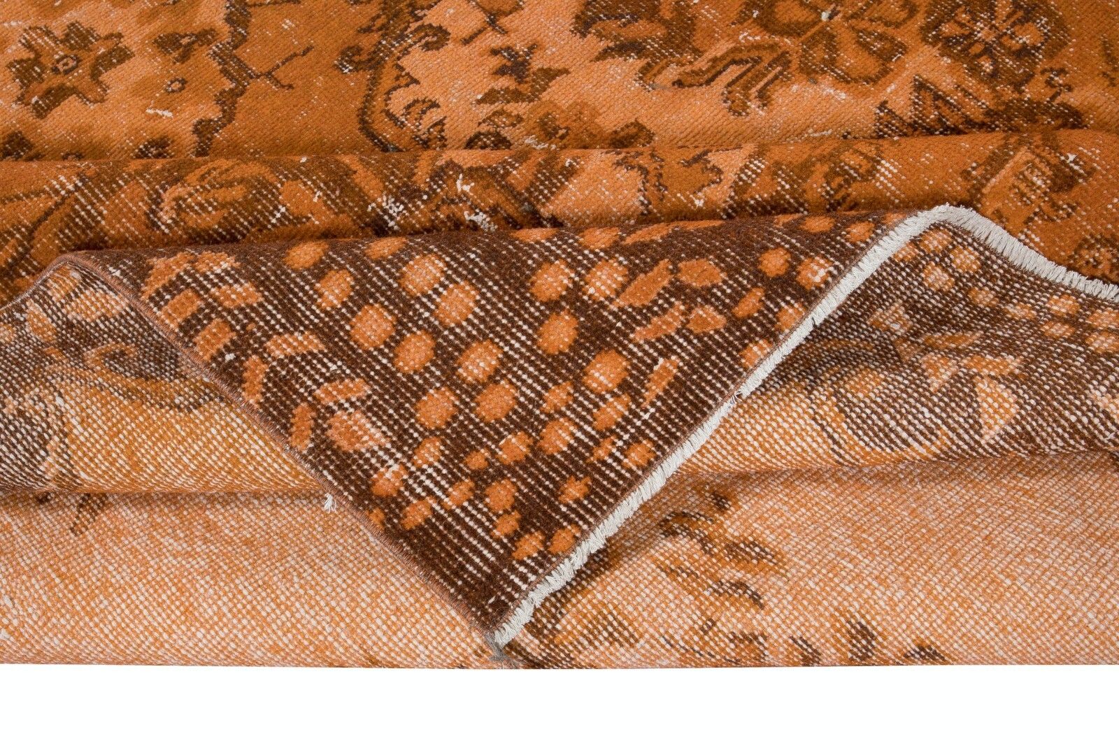 5.6x9.4 Ft Authentic Orange Rug For Modern Interiors, Handmade Anatolian Carpet photo for sale