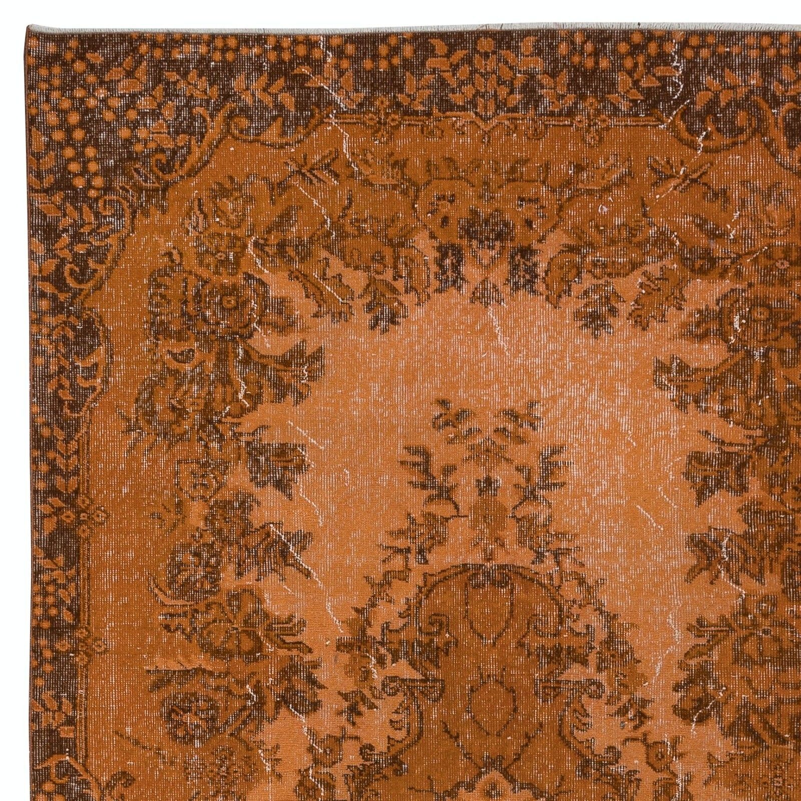 5.6x9.4 Ft Authentic Orange Rug For Modern Interiors, Handmade Anatolian Carpet photo Textiles