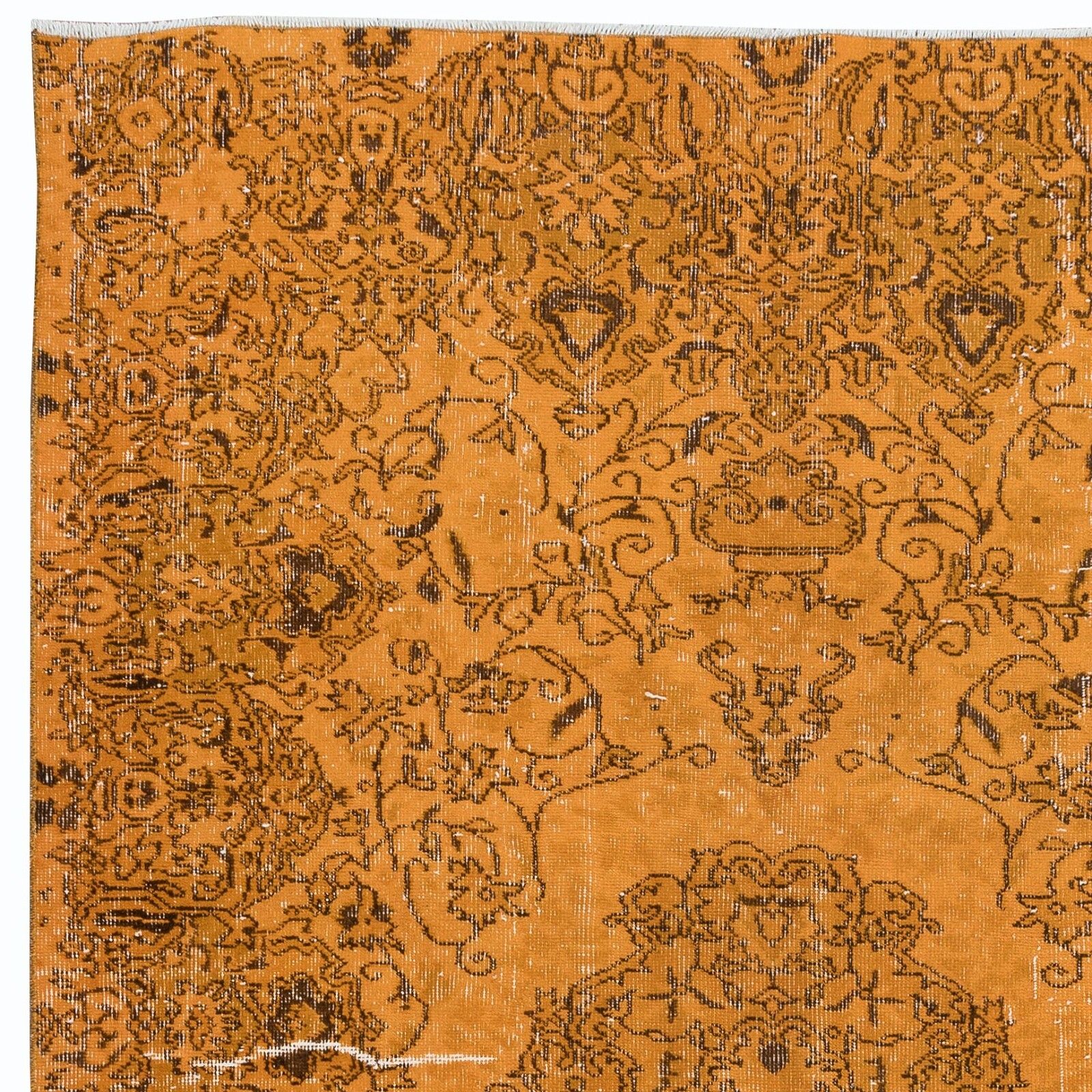 5.2x8.4 Ft Handmade Orange Area Rug From Turkey, Modern Medallion Design Carpet photo Textiles