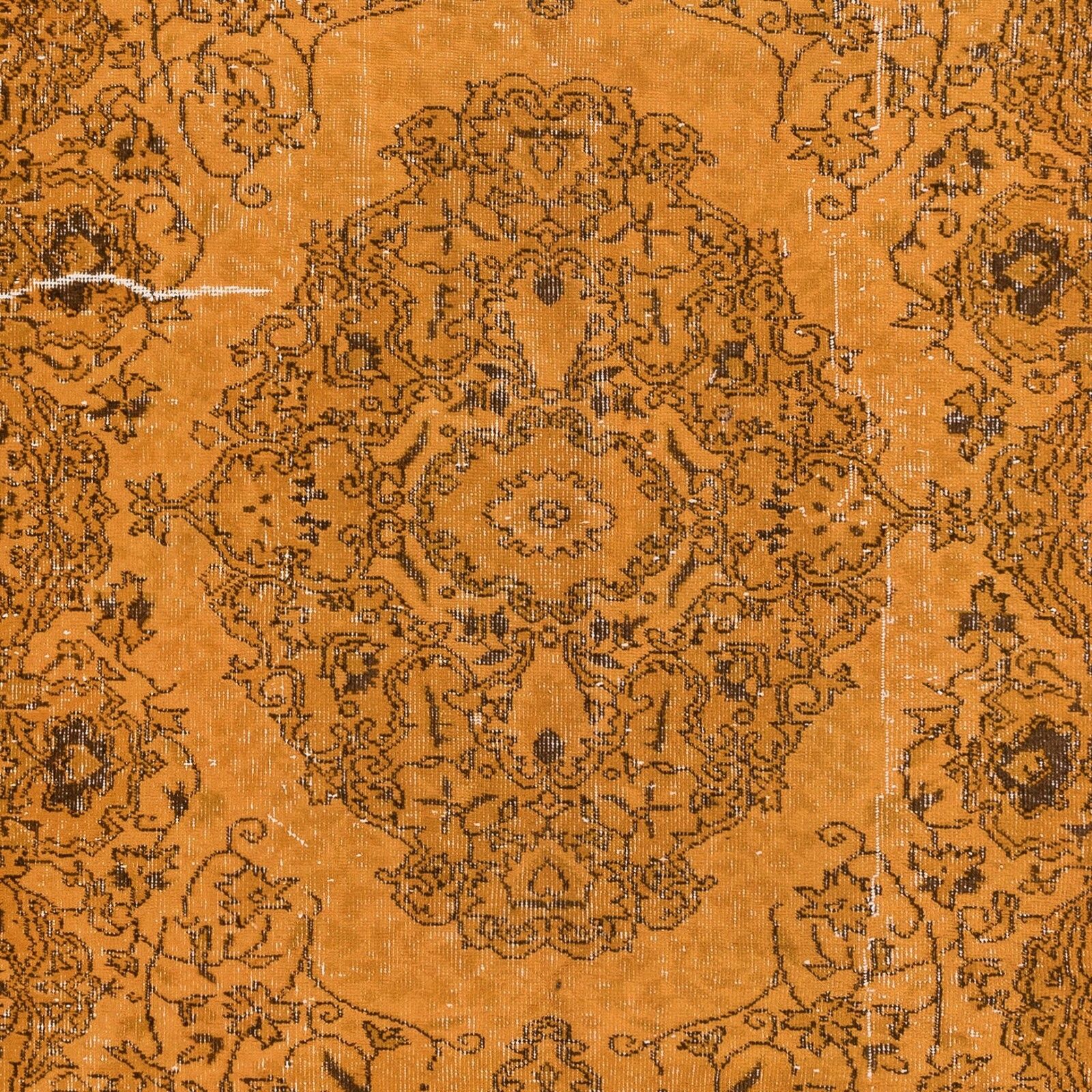 5.2x8.4 Ft Handmade Orange Area Rug From Turkey, Modern Medallion Design Carpet photo 373.0
