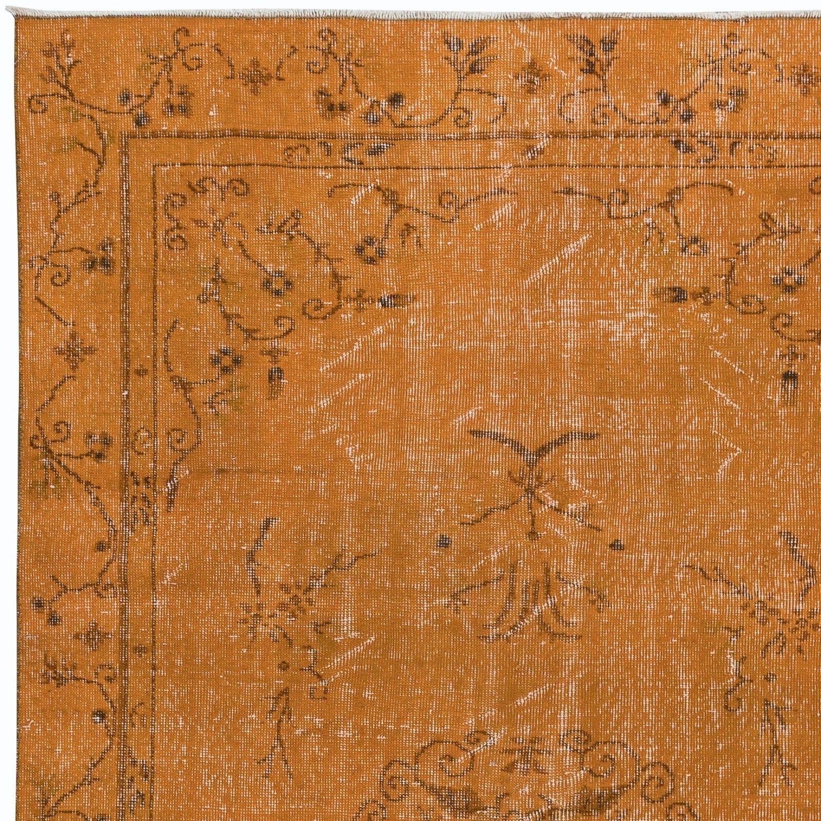 5.5x9.6 Ft Handmade Art Deco Rug, Orange Carpet For Dining Room & Living Room photo Textiles