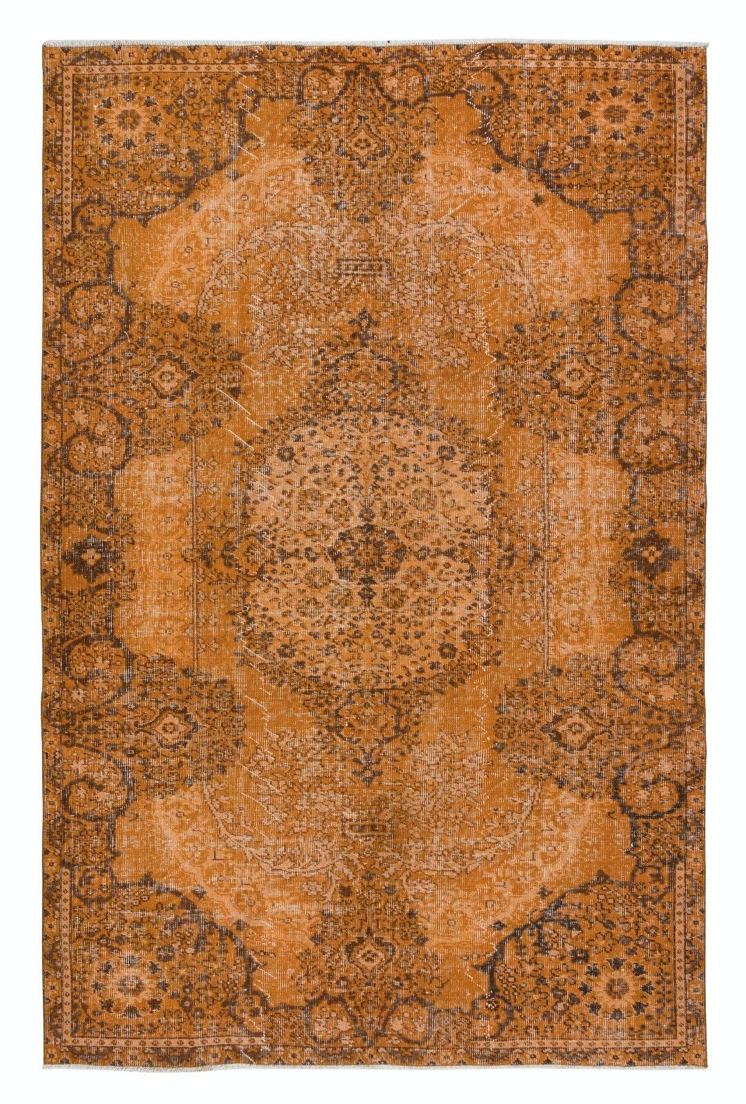 5.6x8.4 Ft Dreamy Orange Rug, Handknotted In Turkey, Modern Living Room Carpet