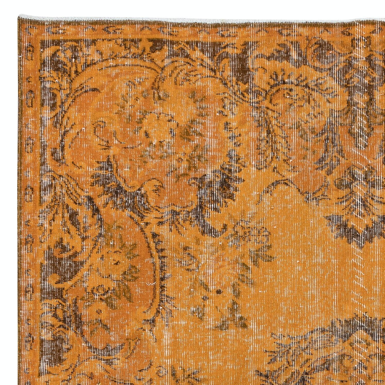 6.2x9.3 Ft French Aubusson Inspired Modern Orange Area Rug, Handmade In Turkey photo Textiles