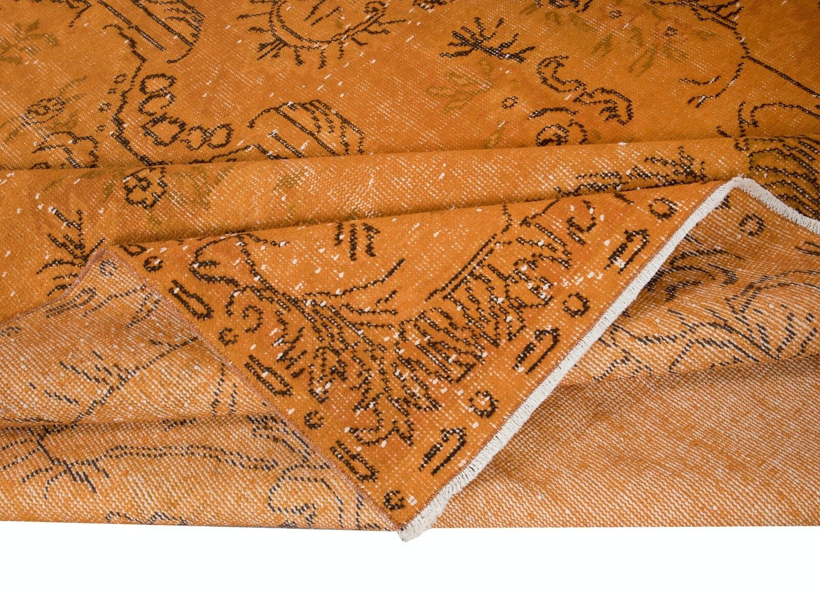6x10 Ft Aubusson Inspired Orange Rug For Modern Interiors, Handmade In Turkey photo for sale