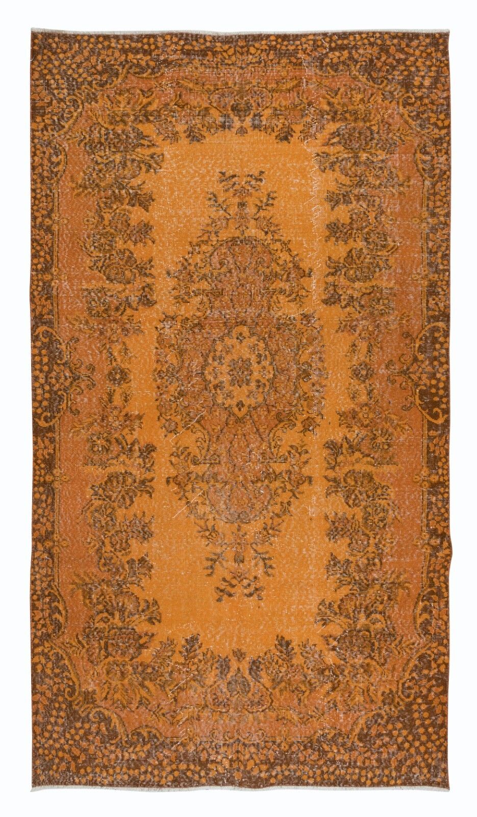 5.2x9 Ft Handmade Turkish Salon Rug In Orange, Modern Bedroom Wool Carpet