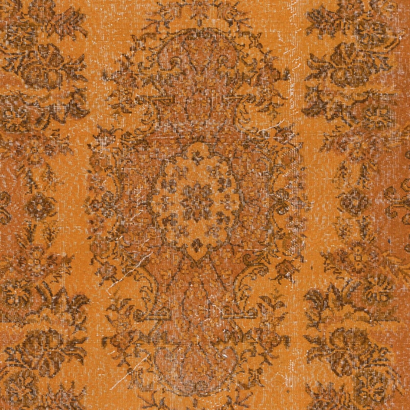 5.2x9 Ft Handmade Turkish Salon Rug In Orange, Modern Bedroom Wool Carpet photo 324.0