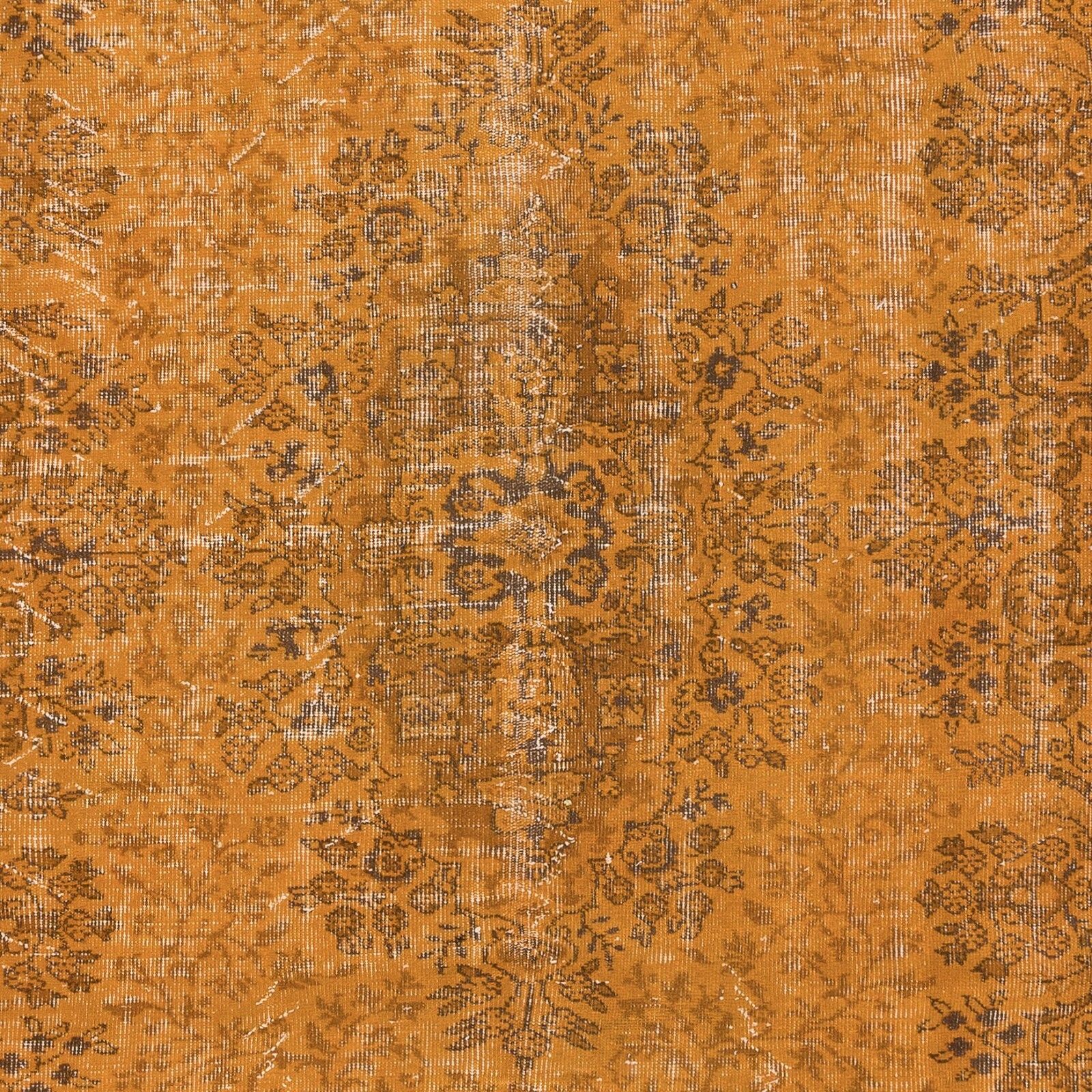 5.7x9.2 Ft Rustic Turkish Area Rug, Orange Handmade Modern Wool Carpet photo 447.0