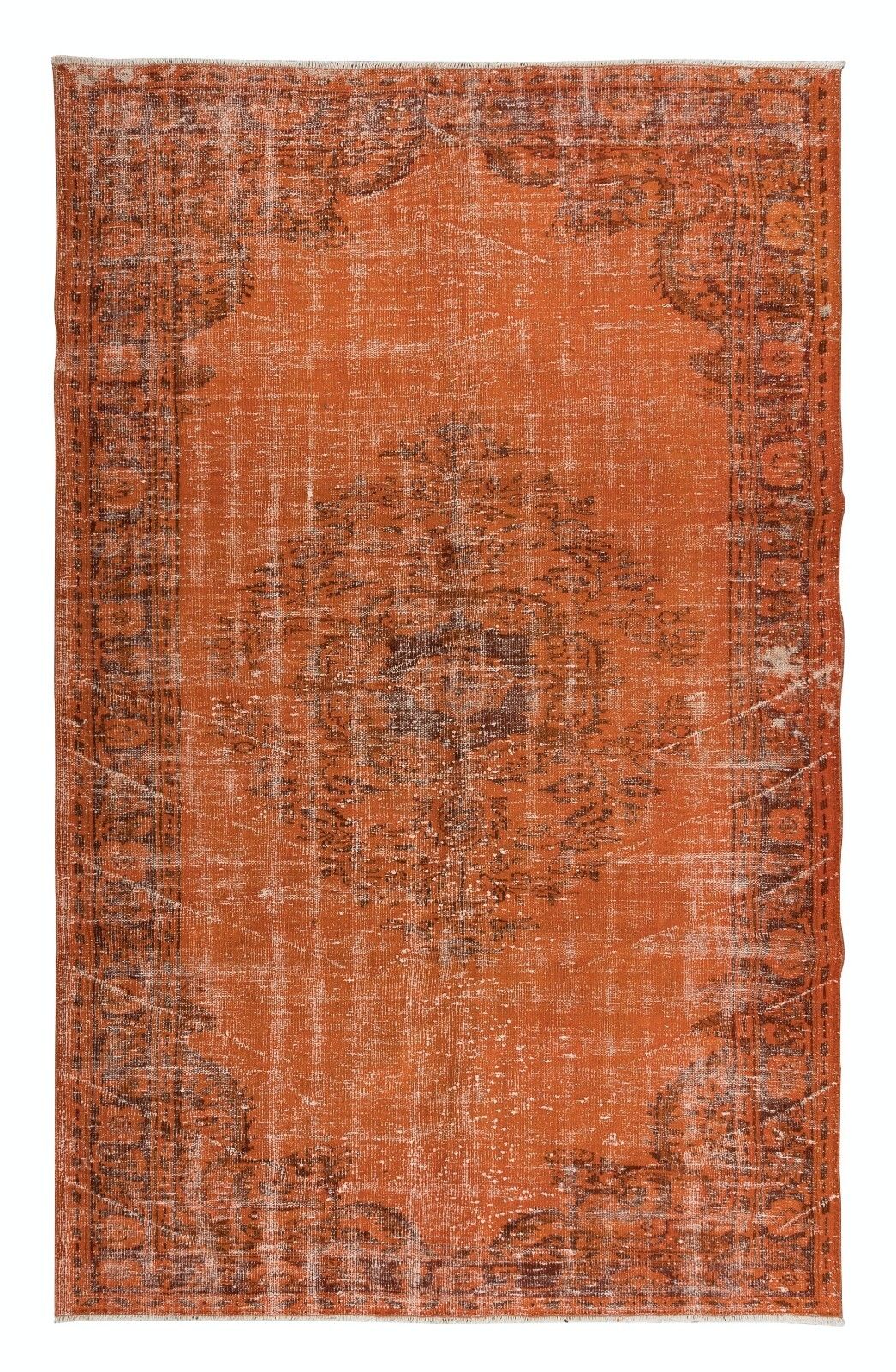 6.3x9.6 Ft Modern Handmade Turkish Area Rug In Orange Colors