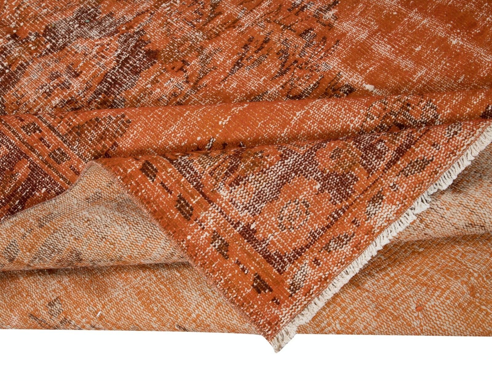 6.3x9.6 Ft Modern Handmade Turkish Area Rug In Orange Colors photo for sale