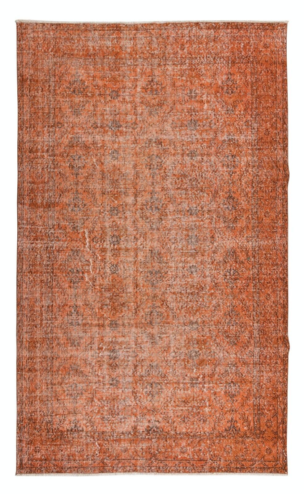 5.8x9.5 Ft Orange Over Dyed Handmade Turkish Rug For Modern Home & Office Decor
