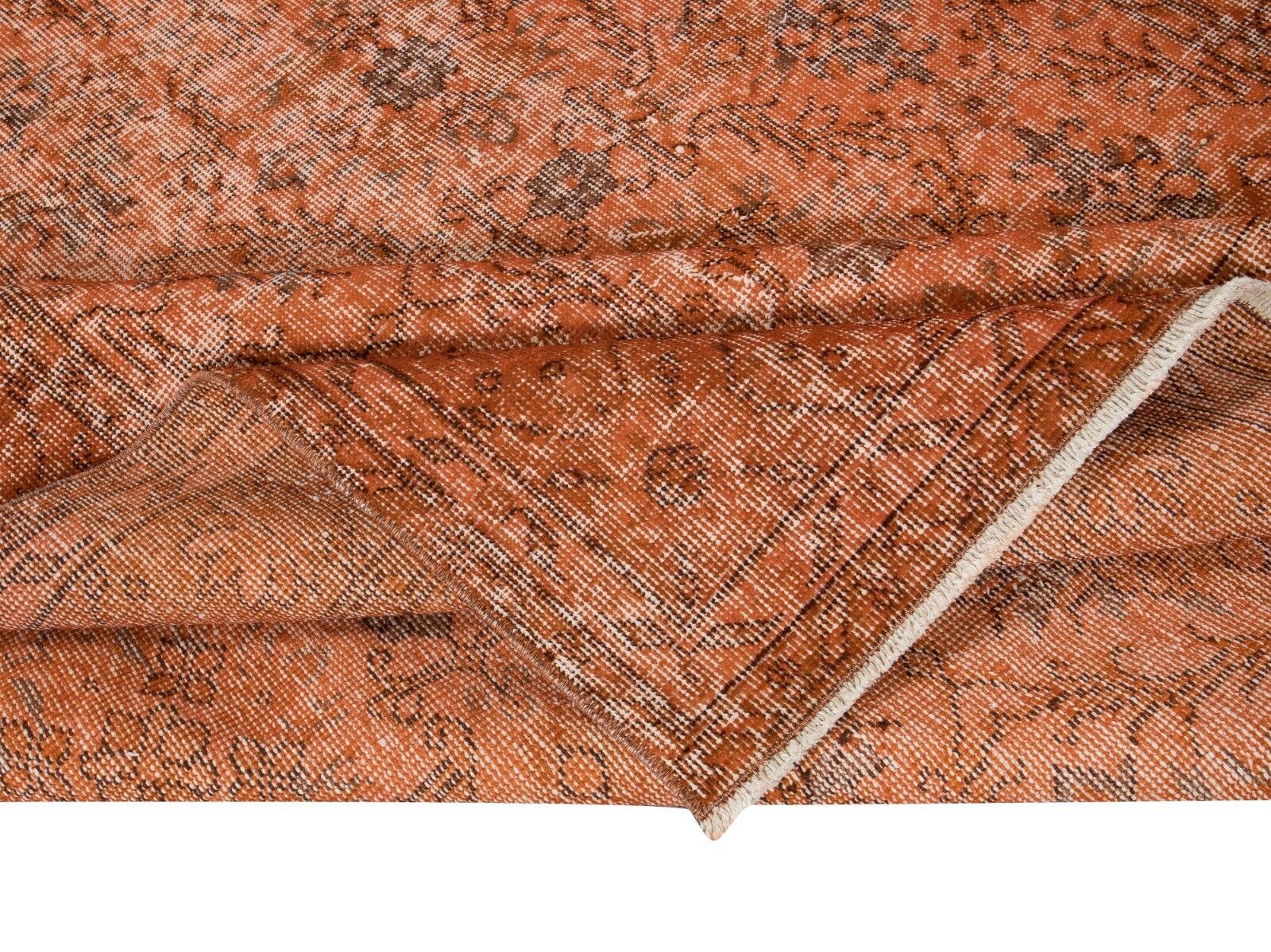 5.8x9.5 Ft Orange Over Dyed Handmade Turkish Rug For Modern Home & Office Decor photo for sale