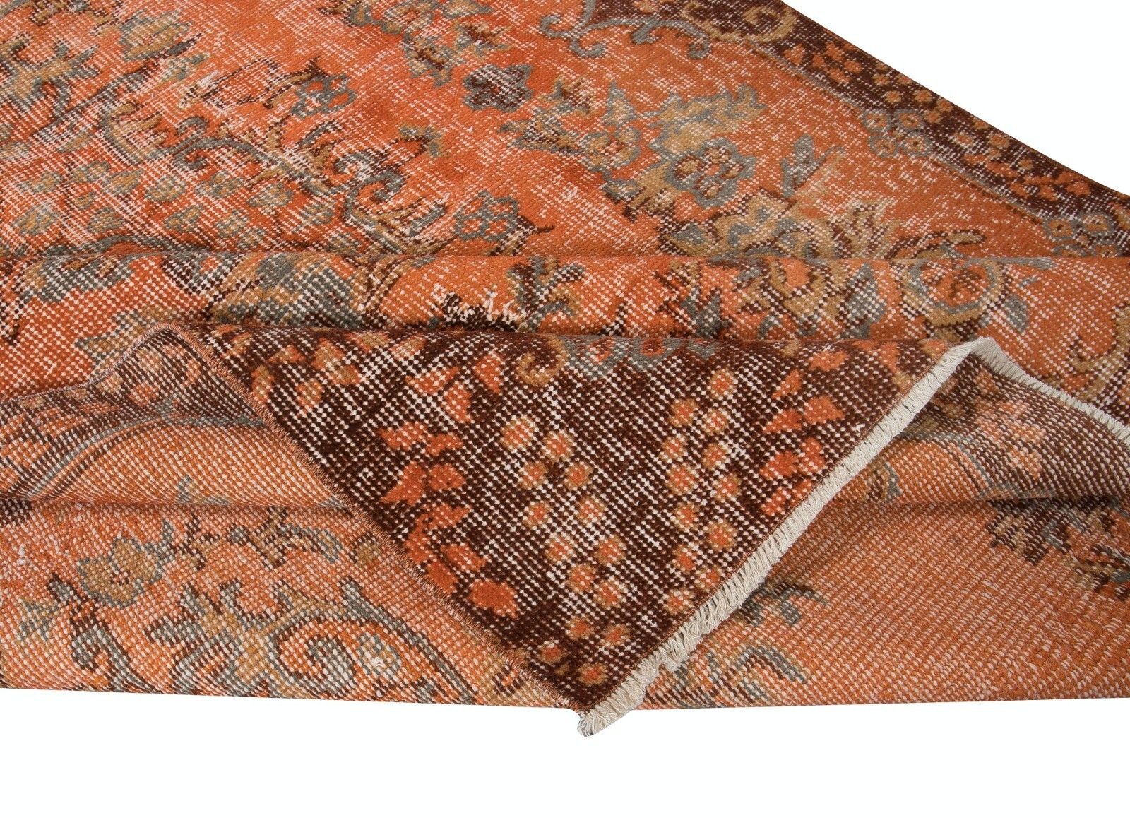 4.8x7.2 Ft Modern Burnt Orange Handmade Area Rug, Contemporary Turkish Carpet photo for sale