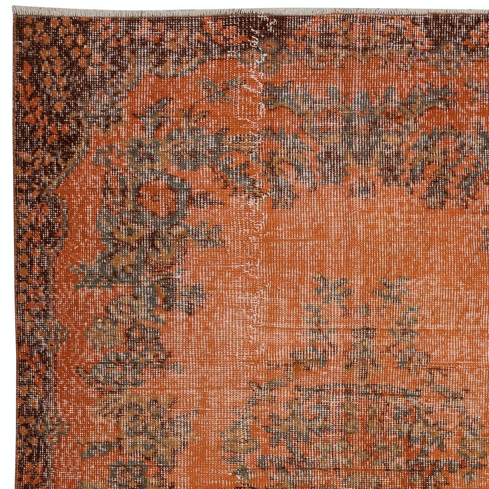 4.8x7.2 Ft Modern Burnt Orange Handmade Area Rug, Contemporary Turkish Carpet photo Textiles