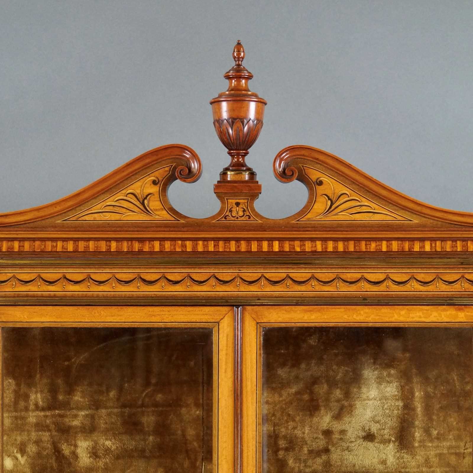 A Superb Quality Satinwood & Marquetry Display Cabinet photo furniture
