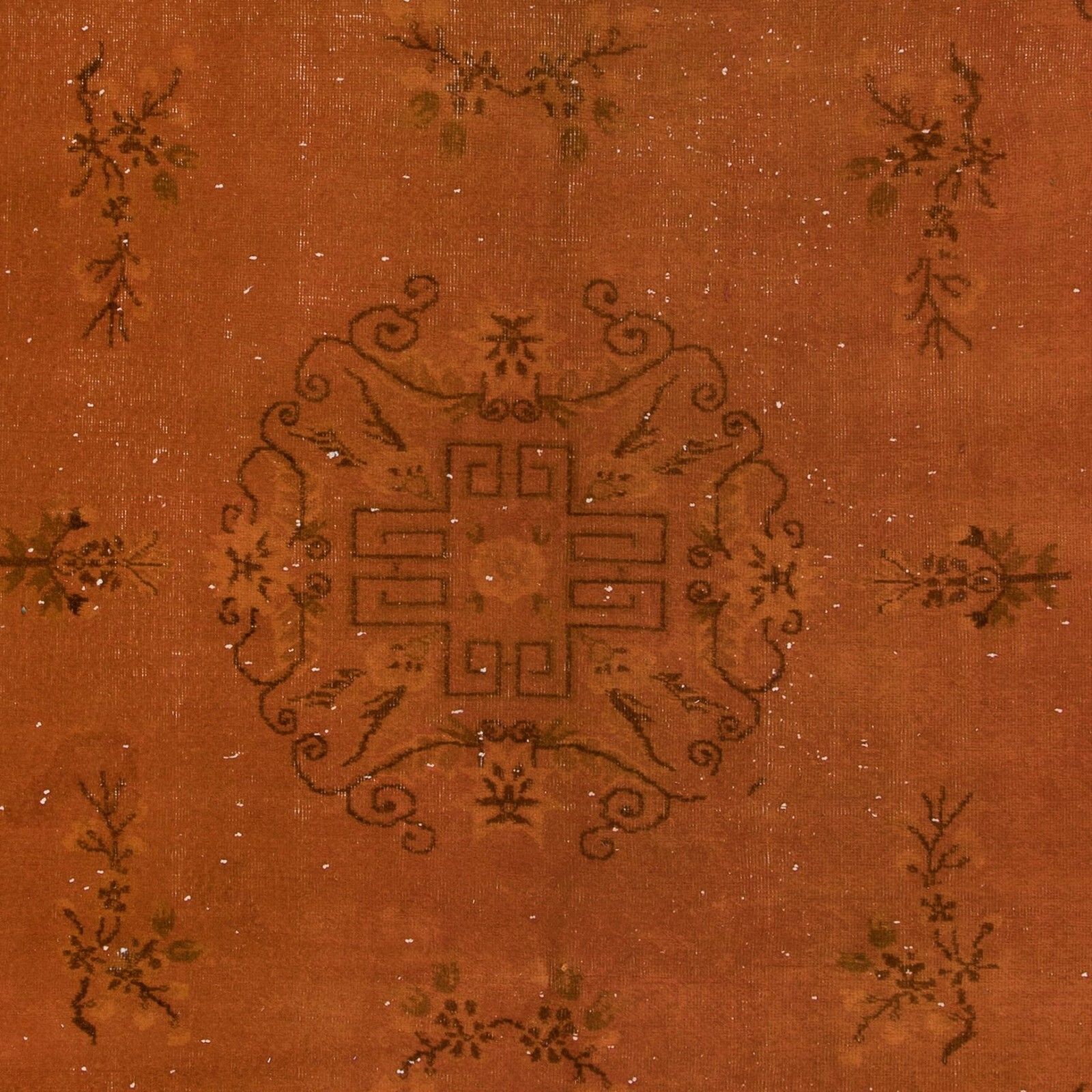 6.4x10 Ft Handmade Upcycled Turkish Rug, Orange Art Deco Design Modern Carpet photo 822.0