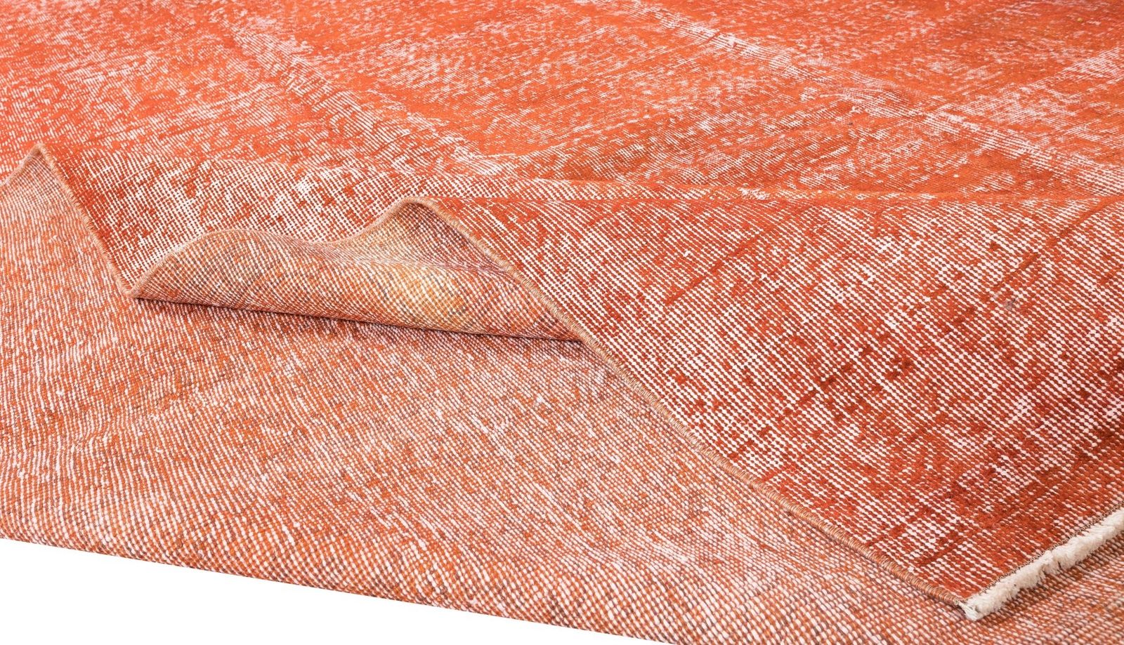 7.2x10.7 Ft Vintage Hand Knotted Turkish Wool Area Rug Over Dyed In Orange photo for sale