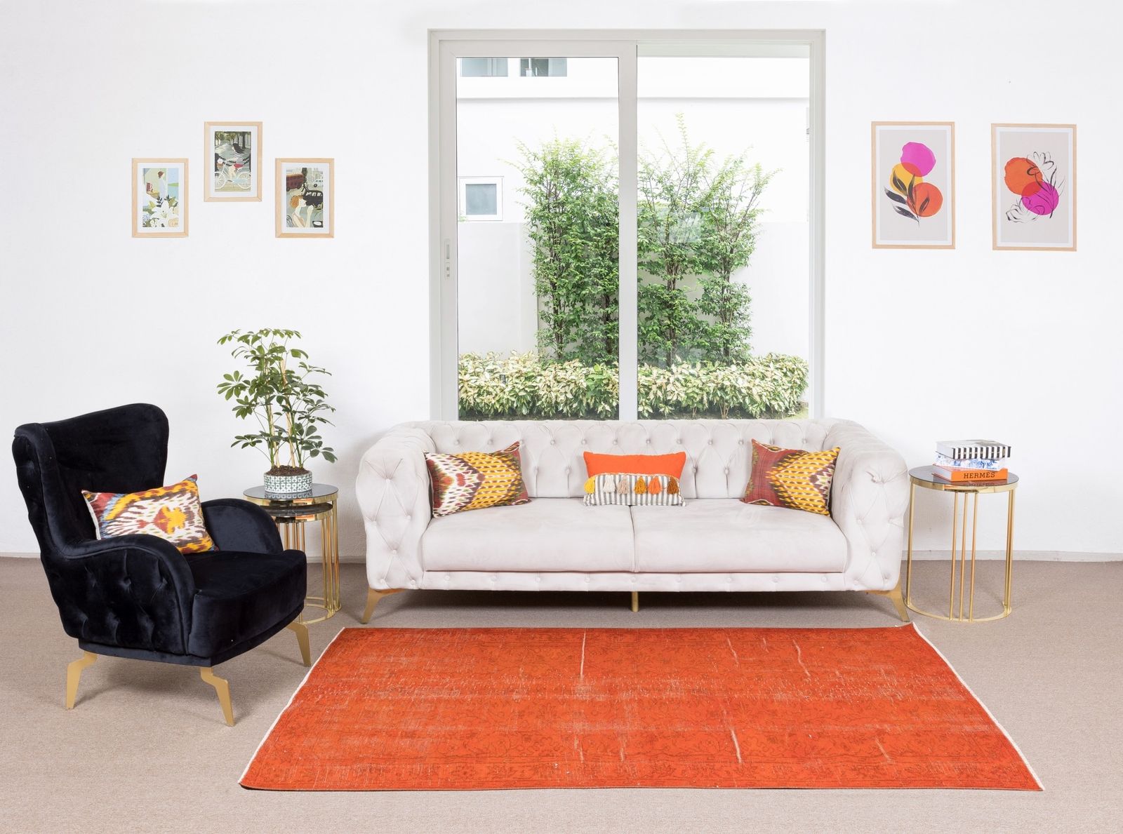 5.2x8.2 Ft Handmade Turkish Rug Over Dyed In Orange For Contemporary Interiors photo furniture