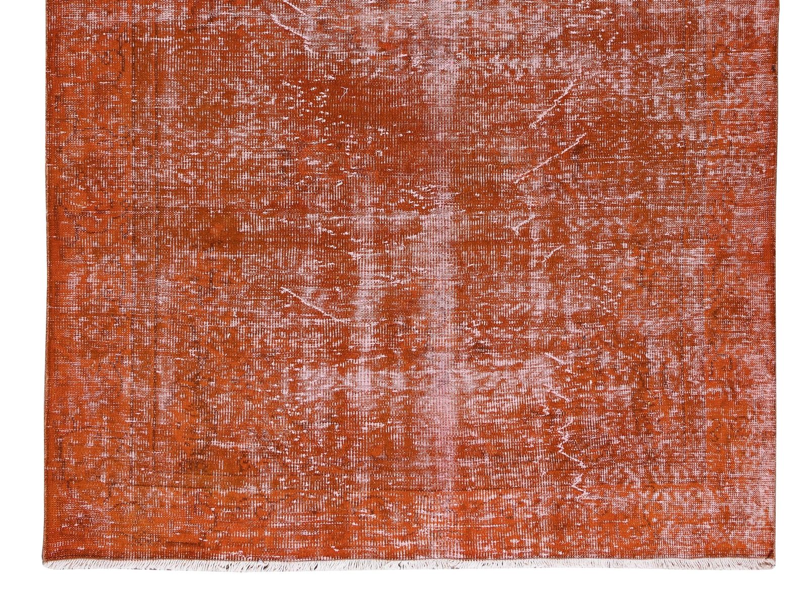 6.6x9.9 Ft Vintage Handmade Turkish Rug Over Dyed In Orange For Modern Interiors photo 556.0