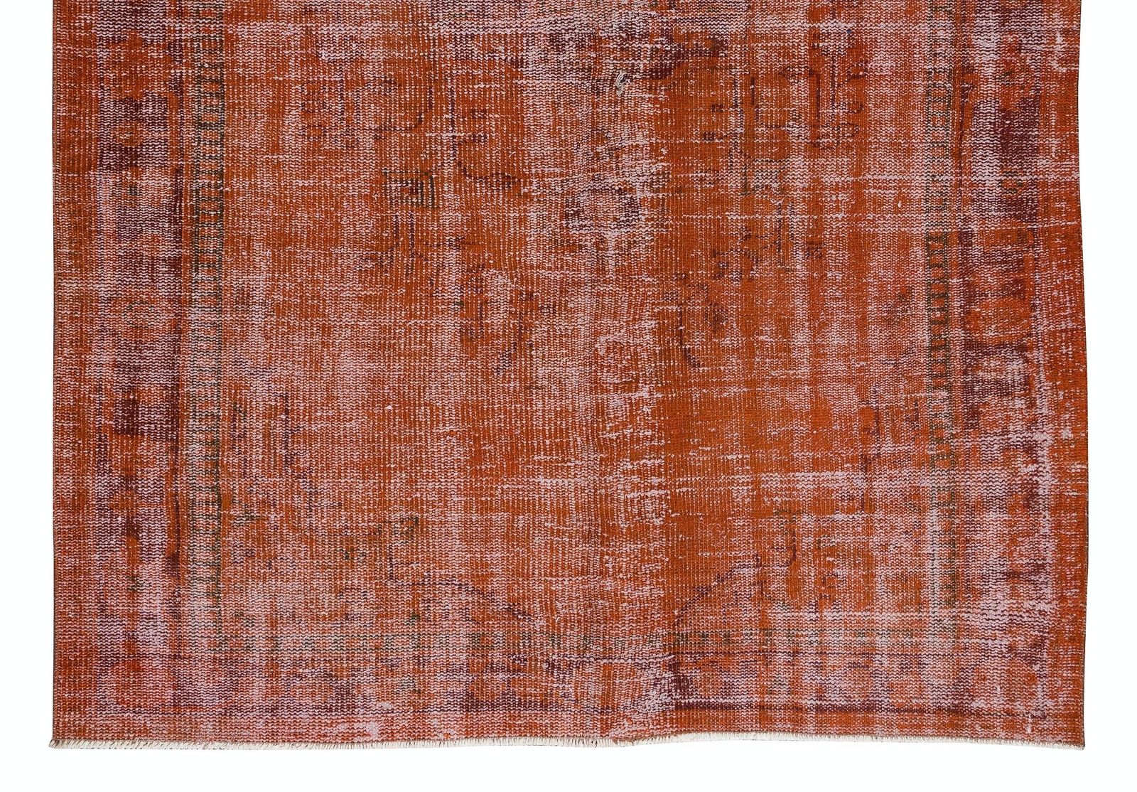 5.9x8.4 Ft Handmade Turkish Vintage Rug Over Dyed In Orange For Modern Interiors photo 421.0