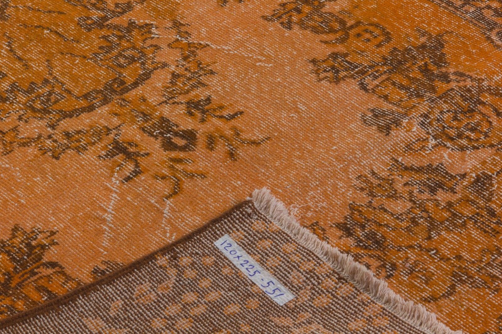 4x7.4 Ft Contemporary Vintage Wool Accent Rug In Orange, Handknotted In Turkey photo for sale
