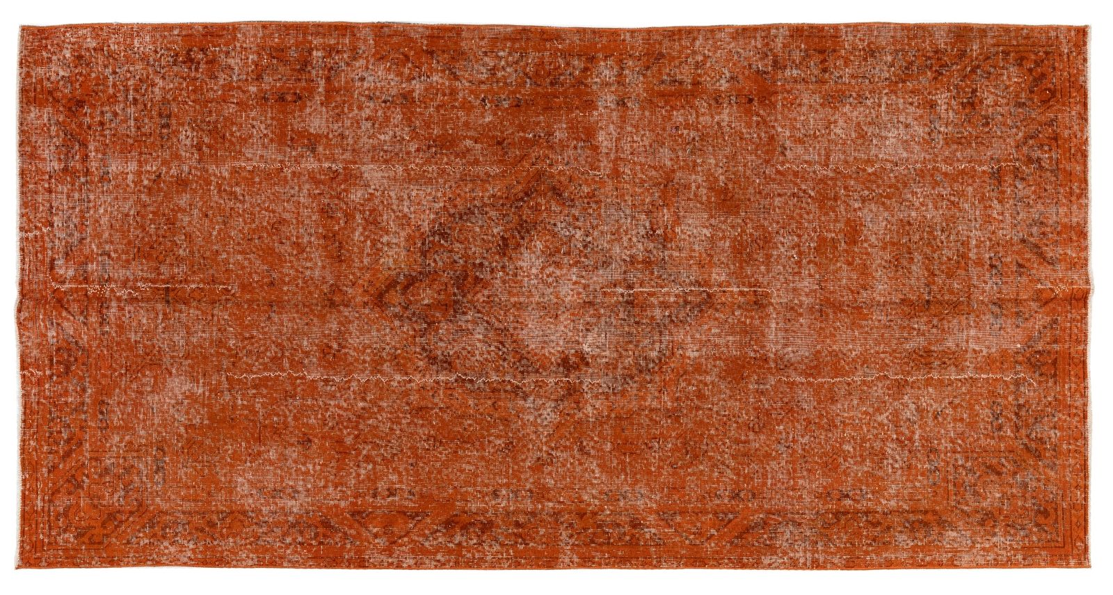4.4x8.5 Ft Distressed Mid Century Rug Re Dyed In Orange, Handknotted In Turkey photo furniture