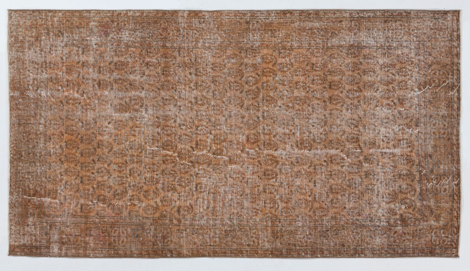 4x7 Ft Distressed Vintage Rug Re Dyed In Orange, Handknotted In Turkey photo furniture