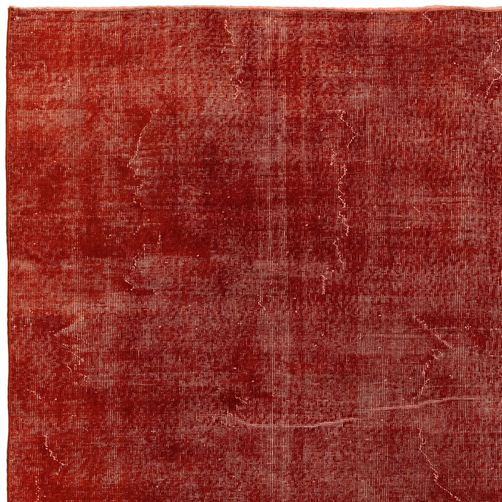 6.7x9.8 Ft Solid Orange Modern Area Rug In Orange, Hand Knotted In Turkey photo for sale