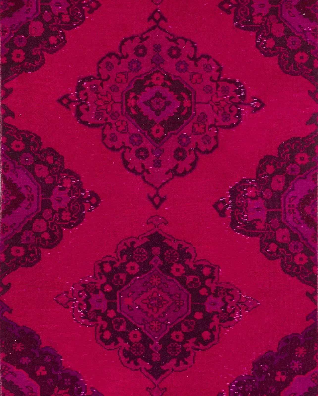3.3x11.4 Ft Vintage Floral Runner Rug Re Dyed In Pink, Hand Knotted In Turkey photo Textiles