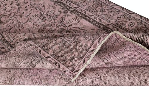 5.5x8.6 Ft Pink Color Hand Knotted Floral Patterned Turkish Rug For Living Room photo for sale
