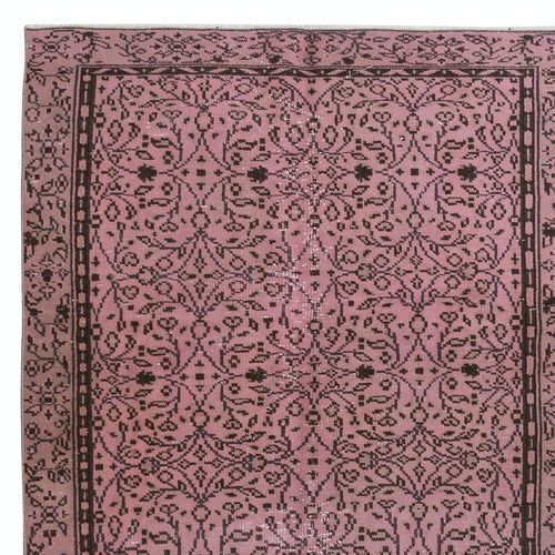 5x8.5 Ft Hand Made Floral Patterned Wool Rug From Turkey. Pink Color Re Dyed Rug photo Textiles