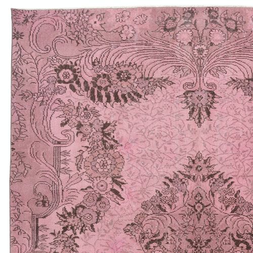 6.4x9.4 Ft Pink Area Rug For Modern Interiors, Hand Knotted In Turkey photo Textiles