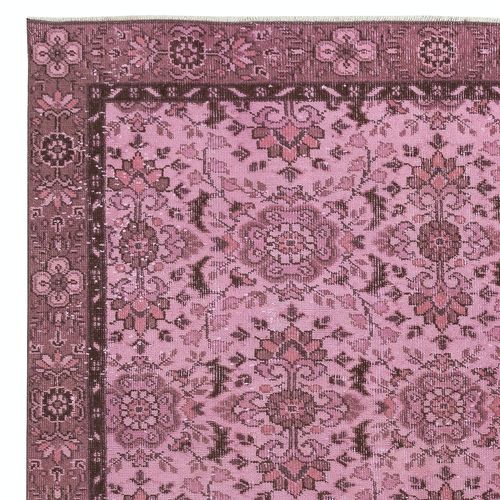 6x9.6 Ft Contemporary Handmade Floral Patterned Turkish Area Rug In Pink Color photo Textiles