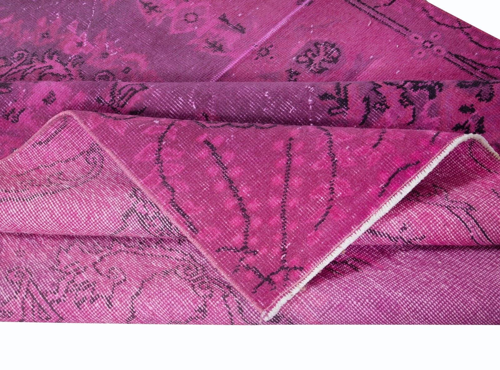 5.4x8.7 Ft Pink Handmade Modern Rug, Turkish Living Room Carpet With Medallion photo for sale